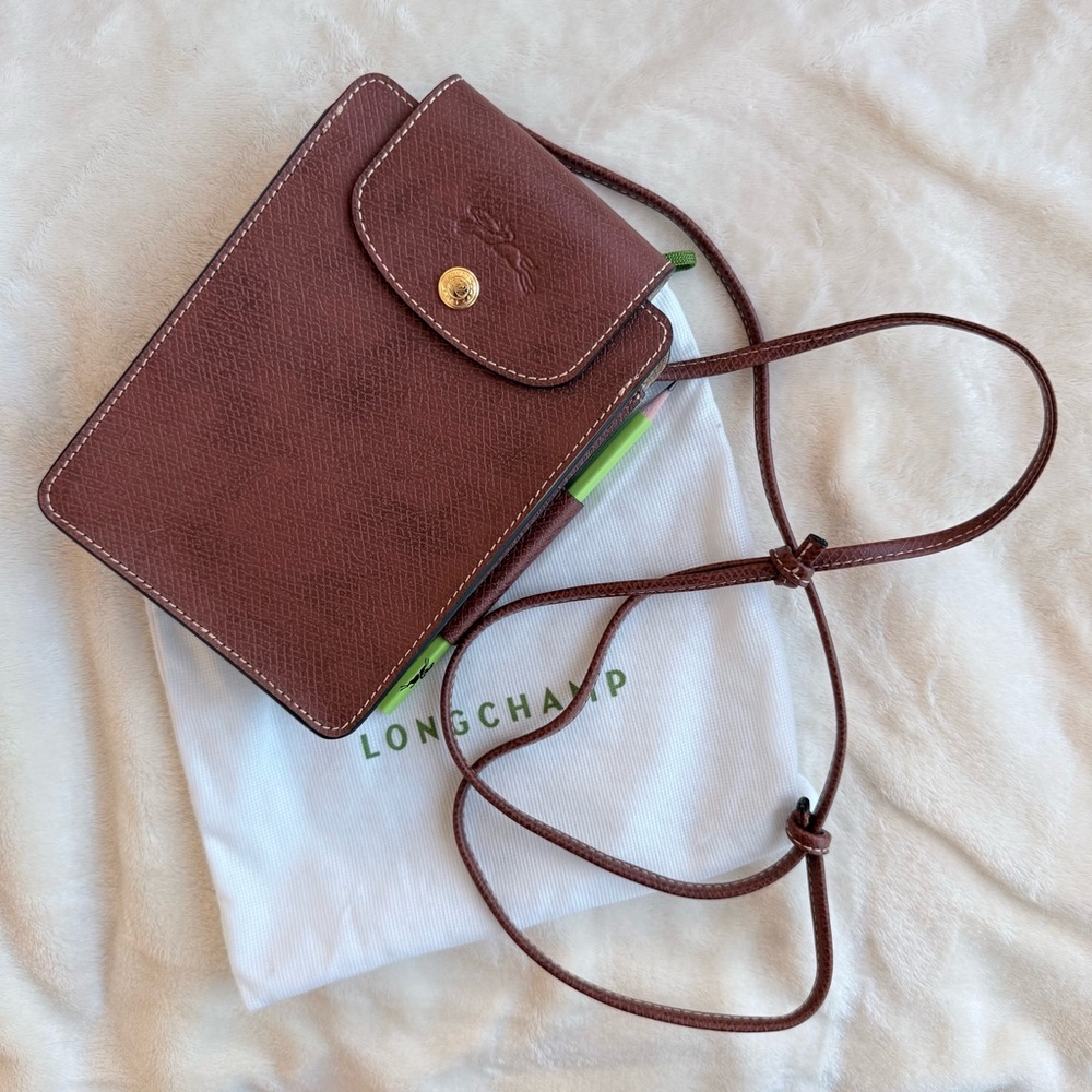 NWOT Longchamp Epure XS Notebook Crossbody in Brown Leather